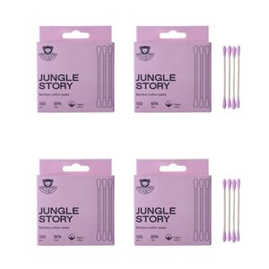 JUNGLE STORY Бамбуковые ватные палочки с органическим розовым хлопком 400.0
