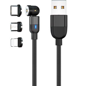 Кабель Gerffins USB 3 in 1, 1м., черный