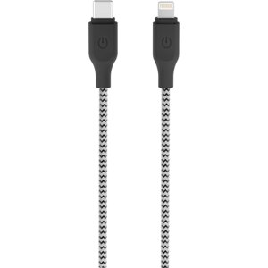 Кабель Gerffins USB-C - Lightning, 1м., черно-белый