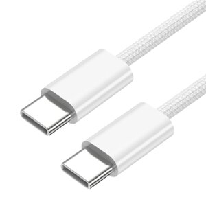 Кабель Stellarway USB-C/USB-C 3А 1м нейлоновый, белый