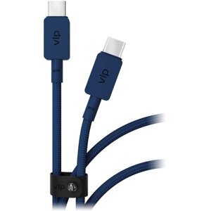 Кабель VLP USB-C/C 100W нейлоновый 1,2м синий