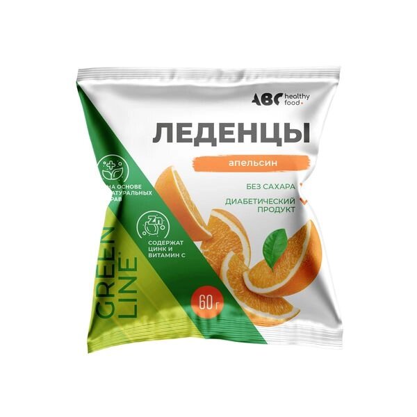 Карамель леденцы с цинком и витамином С вкус апельсина без сахара ABC Healthy Food 60г от компании Admi - фото 1