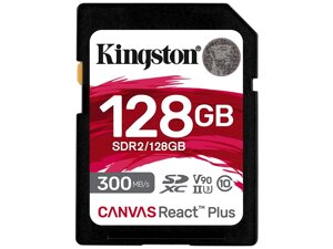 Карта памяти 128gb - kingston SDXC UHS-II 300R/260W U3 V90 canvas react plus SDR2/128GB