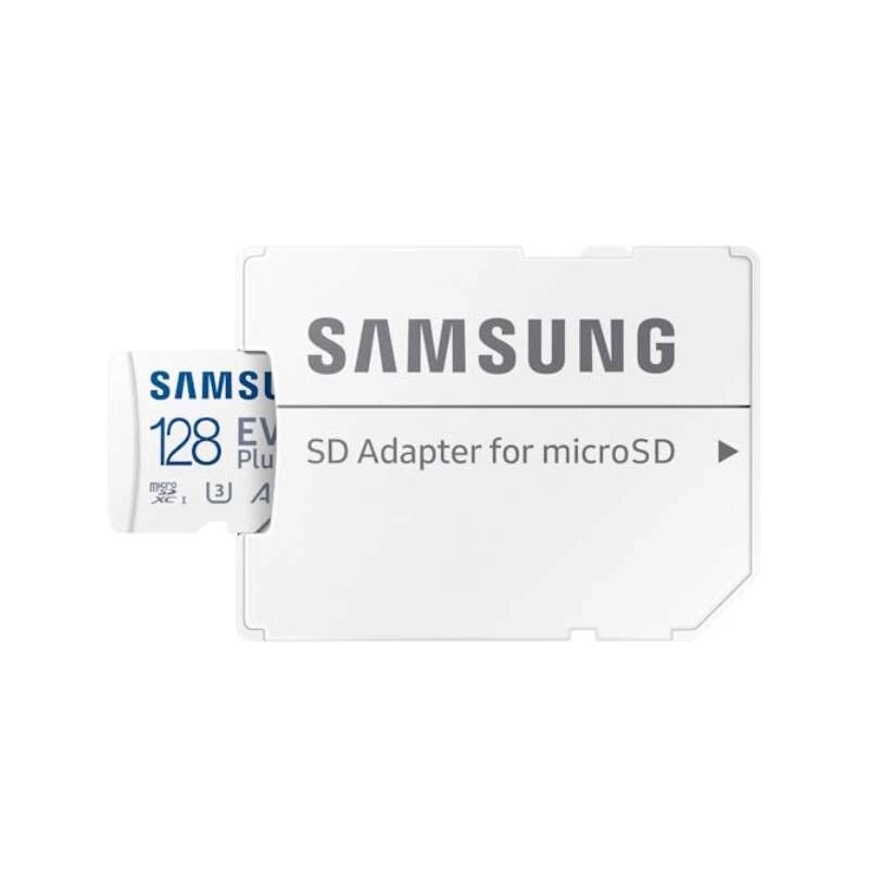 Карта памяти 128Gb - Samsung EVO Plus Micro Secure Digital XC UHS-I U3 MB-MC128SA/EU с переходником под SD от компании Admi - фото 1