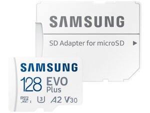 Карта памяти 128Gb - Samsung Micro Secure Digital XC Evo Plus UHS-I U3 MB-MC128KA с переходником под SD