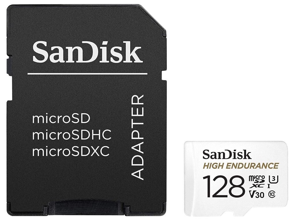 Карта памяти 128Gb - SanDisk Micro Secure Digital XC 128Gb Class 10 UHS-3 SDSQQNR-128G-GN6IA с переходником под SD от компании Admi - фото 1