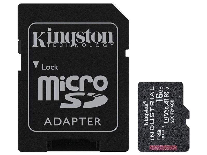 Карта памяти 16Gb - Kingston Micro Secure Digital HC UHS-I Class 3 SDCIT2/16GB с переходником под SD от компании Admi - фото 1