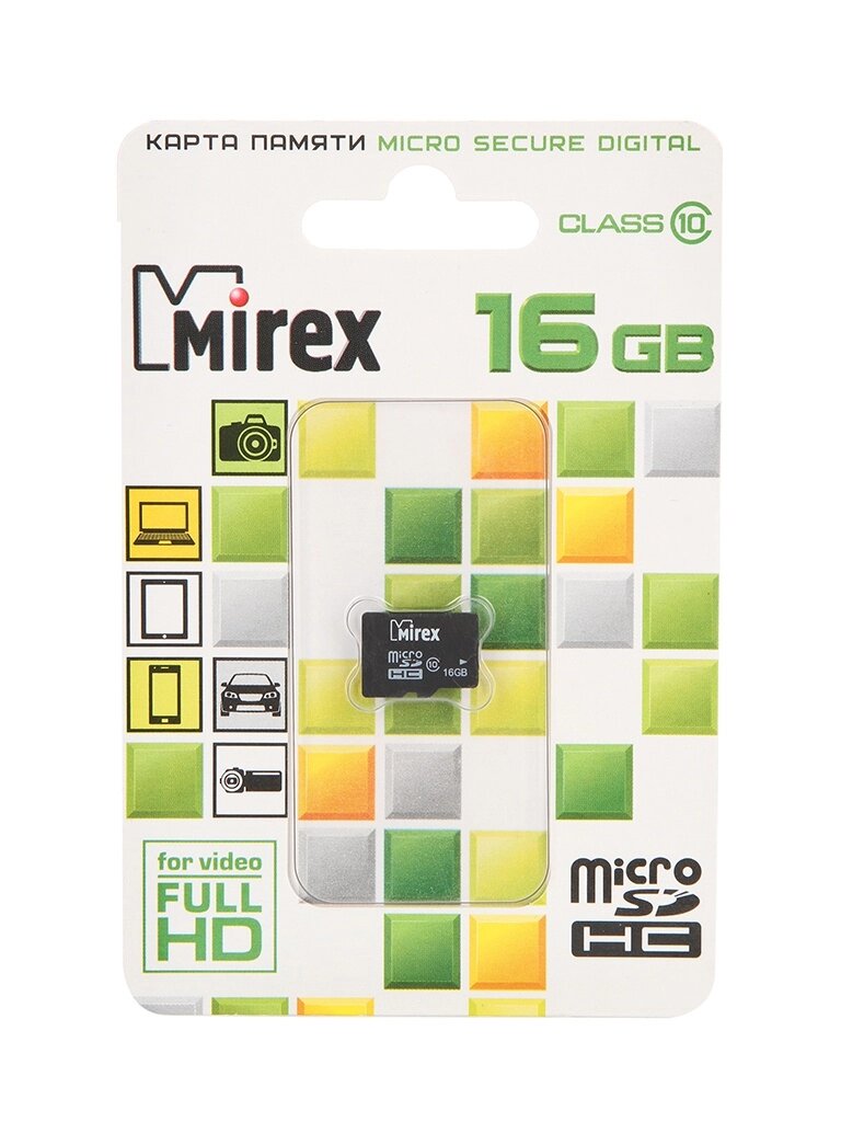 Карта памяти 16Gb - Mirex - Micro Secure Digital HC Class 10 13612-MC10SD16 от компании Admi - фото 1