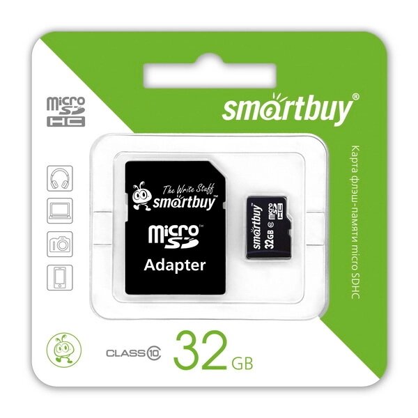Карта памяти 32Gb - SmartBuy Micro Secure Digital HC Class 10 SB32GBSDCL10-01 с переходником под SD от компании Admi - фото 1