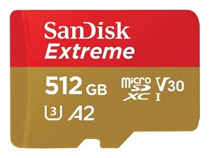 Карта памяти 512gb - sandisk extreme micro secure digital XC class 10 UHS-I A2 C10 V30 U3 sdsqxav-512G-GN6mn