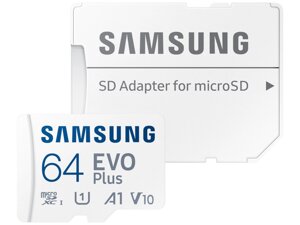 Карта памяти 64Gb - Samsung Micro Secure Digital XC Evo Plus Class 10 MB-MC64KA/RU с переходником под SD