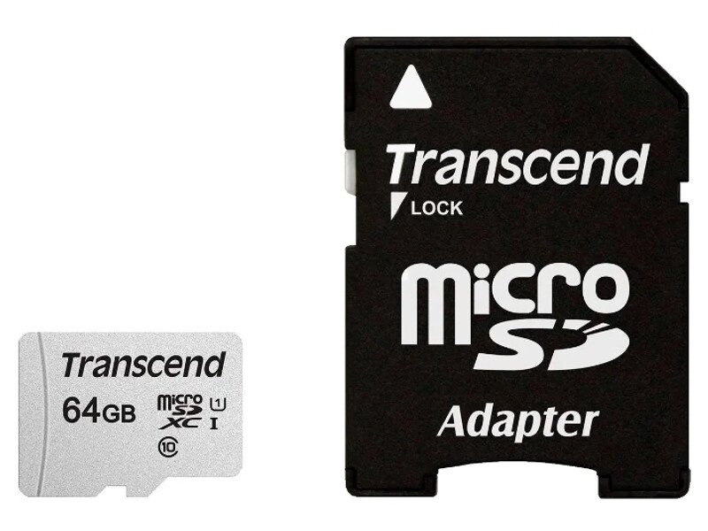 Карта памяти 64Gb - Transcend 300S MicroSDHC Class 10 UHS-I TS64GUSD300S-A от компании Admi - фото 1