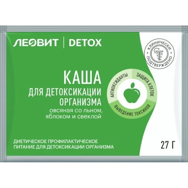 Каша овсяная со льном, яблоком и свеклой Леовит Detox пак. 27г 1шт от компании Admi - фото 1