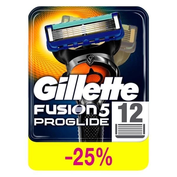 Кассеты Gillette (Жиллетт) сменные для безопасных бритв Fusion ProGlide, 12 шт. от компании Admi - фото 1