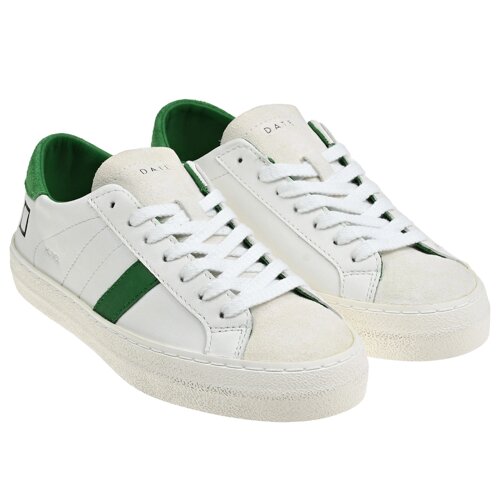 Кеды на шнуровке с зелеными деталями, белые D. A. T. E.