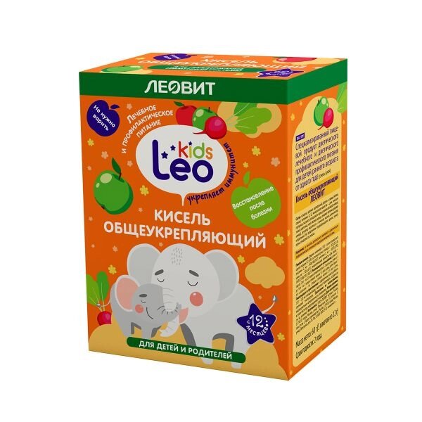 Кисель общеукрепляющий для детей с 1 года Leo Kids/Лео кидс Леовит пак. 12г 5шт от компании Admi - фото 1