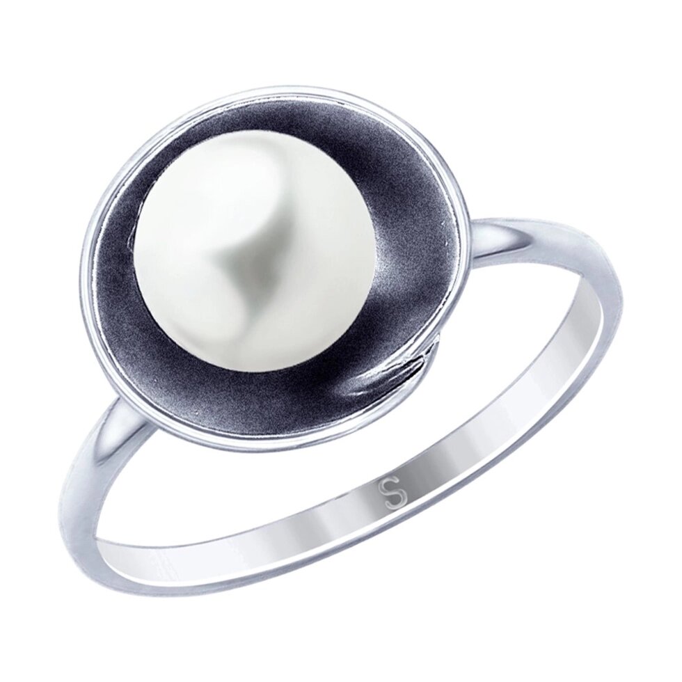 Кольцо SOKOLOV из чернёного серебра с жемчугом от компании Admi - фото 1
