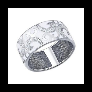 Кольцо SOKOLOV из серебра с эмалью с фианитами