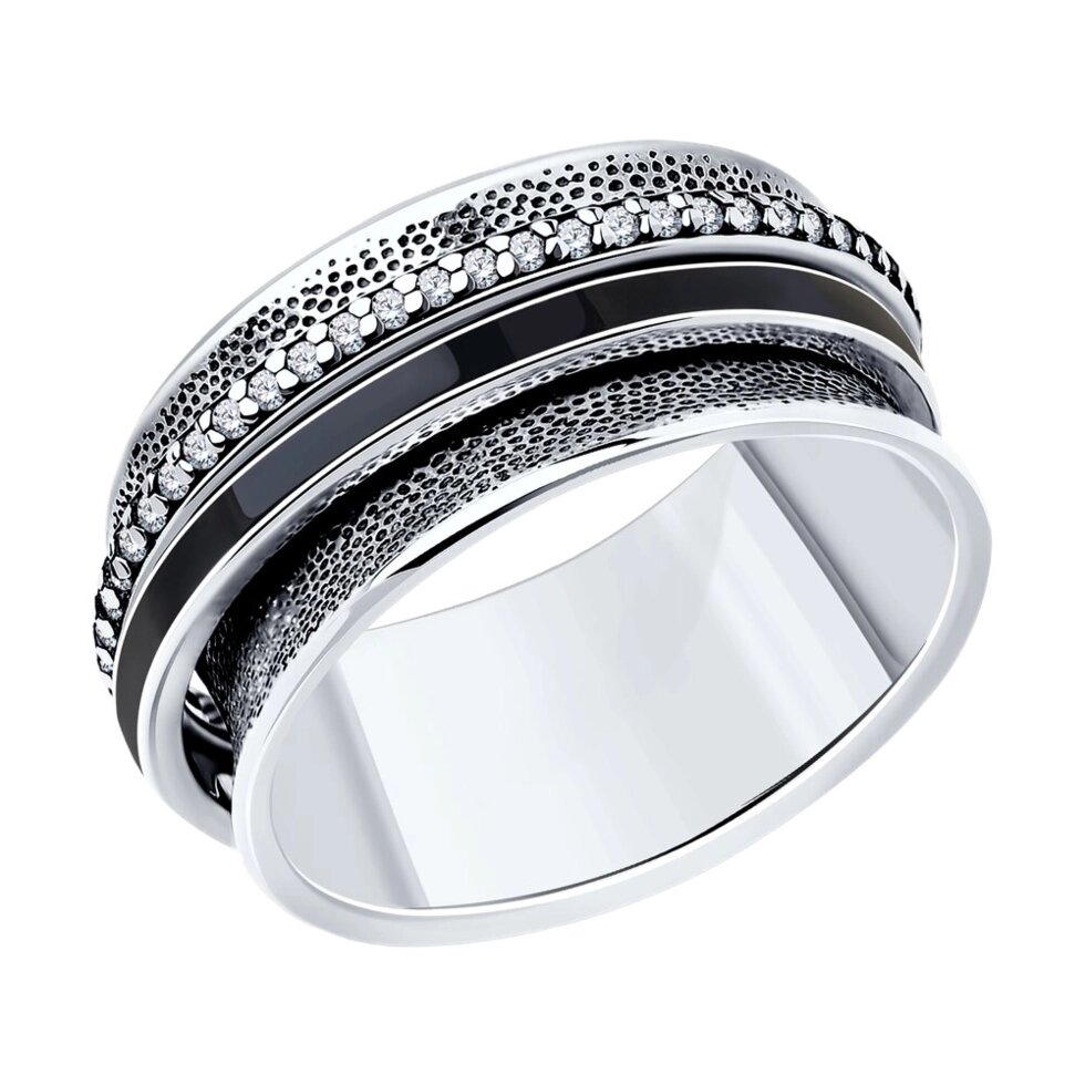 Кольцо SOKOLOV из серебра с фианитами и эмалью от компании Admi - фото 1