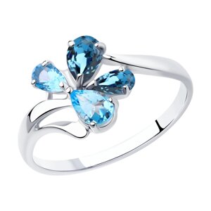 Кольцо SOKOLOV из серебра с голубыми и синими топазами