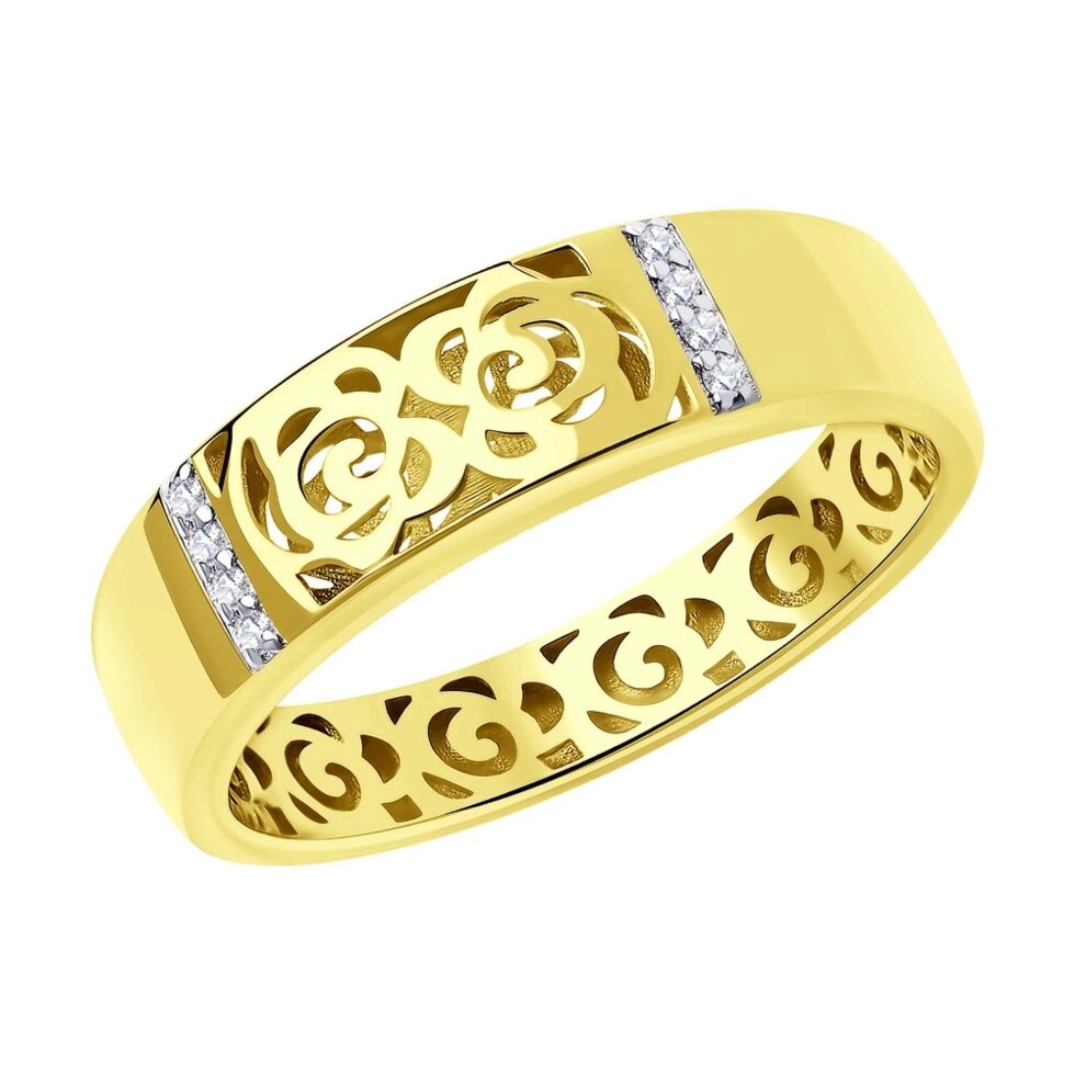Кольцо SOKOLOV из желтого золота с фианитами от компании Admi - фото 1
