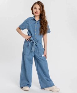 Комбинезон джинсовый голубой для девочки Button Blue (158)