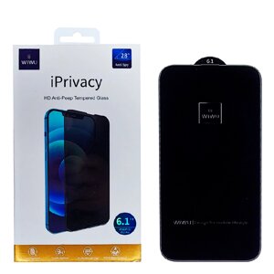 Конфеденциальное защитное стекло WiWU iPrivacy для iPhone 14/13/13 Pro полноэкранное черное
