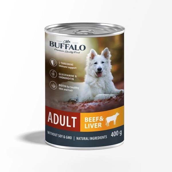Консервы для собак говядина и печень Adult Mr. Buffalo 400г от компании Admi - фото 1