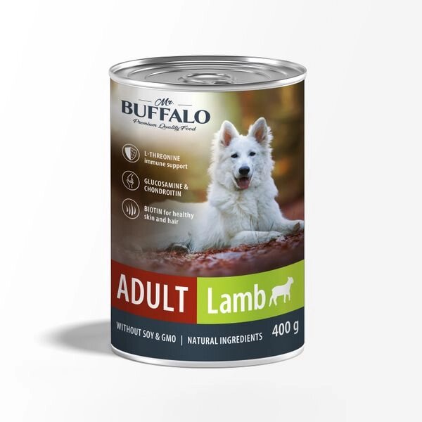 Консервы для собак ягненок Adult Mr. Buffalo 400г от компании Admi - фото 1