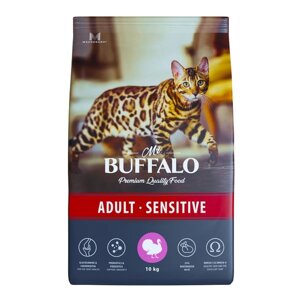 Корм сухой для кошек индейка Adult Sensitive Mr. Buffalo 10кг