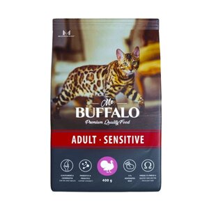 Корм сухой для кошек индейка Adult Sensitive Mr. Buffalo 400г