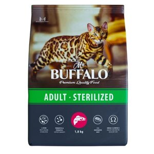 Корм сухой для кошек лосось Sterilized Mr. Buffalo 1,8кг