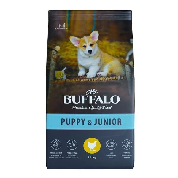 Корм сухой для щенков и юниоров курица Puppy&Junior Mr. Buffalo 14кг от компании Admi - фото 1