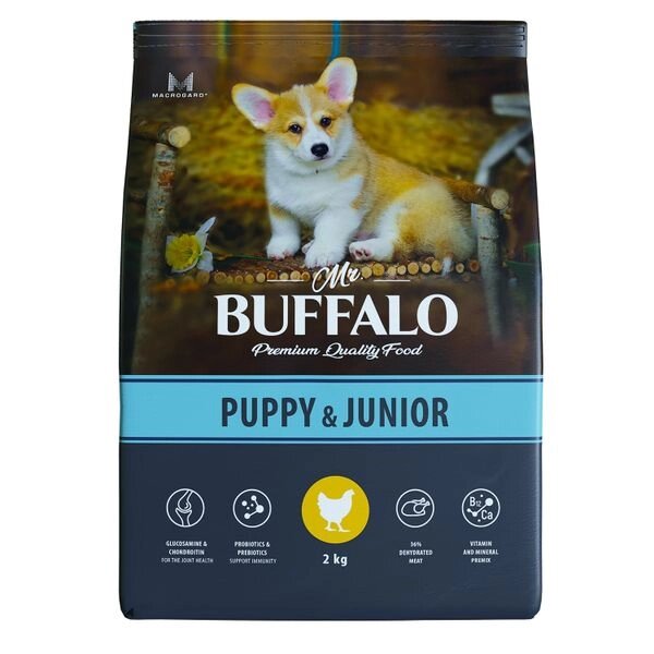Корм сухой для щенков и юниоров курица Puppy&Junior Mr. Buffalo 2кг от компании Admi - фото 1