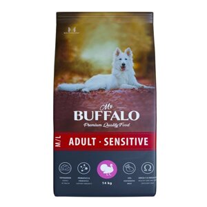 Корм сухой для собак средних и крупных пород индейка Adult M/L Sensitive Mr. Buffalo 14кг