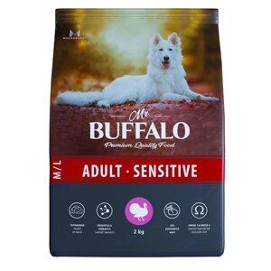 Корм сухой для собак средних и крупных пород индейка Adult M/L Sensitive Mr. Buffalo 2кг