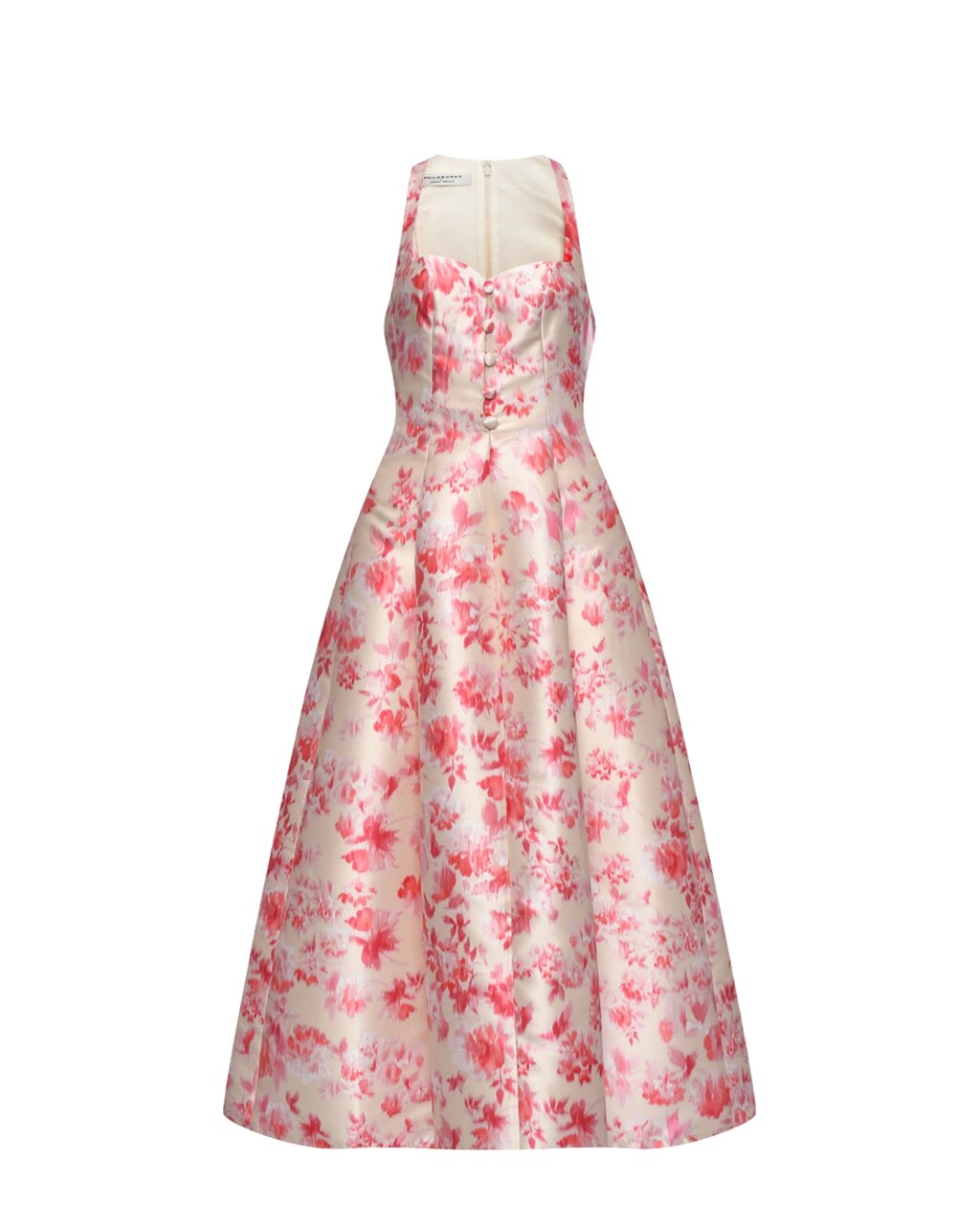 Корсетное платье из атласа с цветочным принтом в стиле Dior Philosophy Di Lorenzo Serafini от компании Admi - фото 1