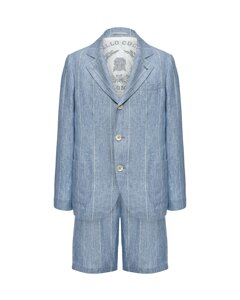 Костюм: пиджак + шорты в полоску, голубой Brunello Cucinelli