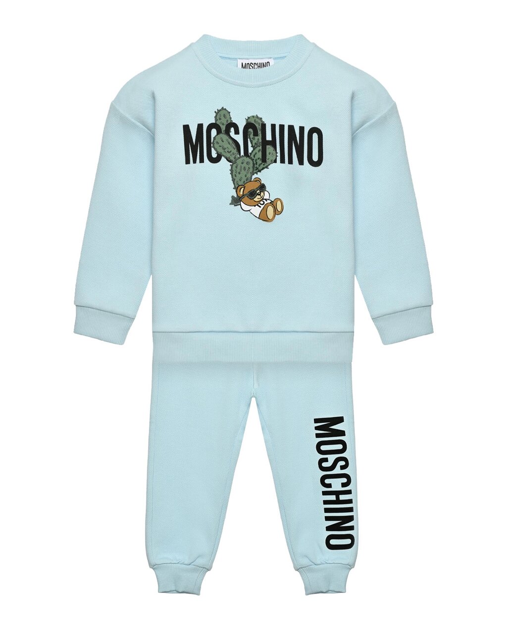 Костюм спортивный с логотипом свитшот + брюки, светло голубой Moschino от компании Admi - фото 1