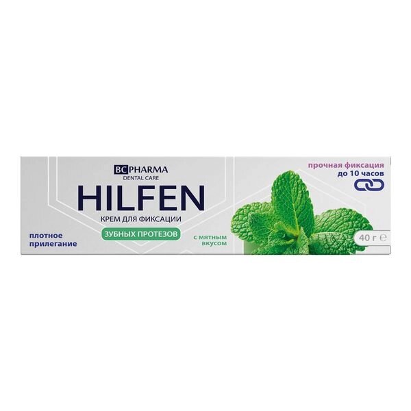 Крем для фиксации зубных протезов со вкусом мяты Hilfen/Хилфен 40г от компании Admi - фото 1