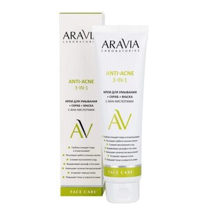 Крем для умывания+Скраб+Маска с AHA-кислотами 3 в 1 Anti-acne Aravia Laboratories 100мл