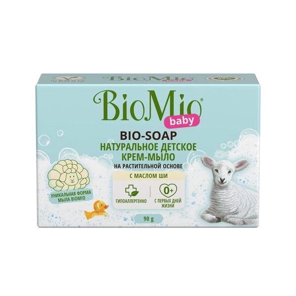 Крем-мыло туалетное экологичное с маслом ши для детей от 0 мес. Baby BioMio/БиоМио 90г от компании Admi - фото 1