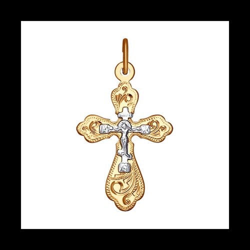 Крест SOKOLOV из комбинированного золота с гравировкой