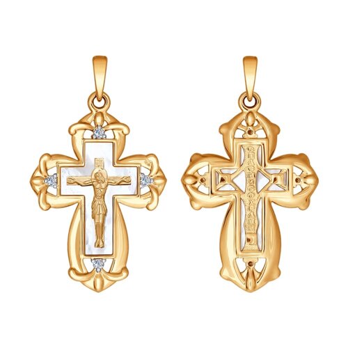 Крест SOKOLOV из золота с бриллиантами и перламутром