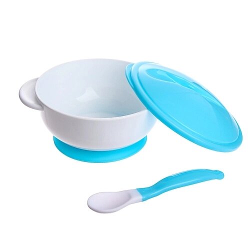 КРОШКА Я Набор детской посуды, 3 предмета: тарелка на присоске, крышка, ложка от компании Admi - фото 1