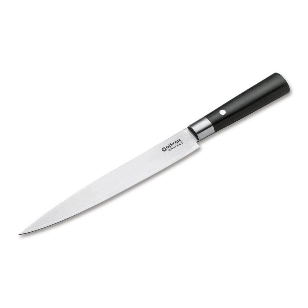 Кухонный нож для нарезки Boker 22 см, сталь VG-10 в обкладках из дамасской стали, рукоять дерево от компании Admi - фото 1