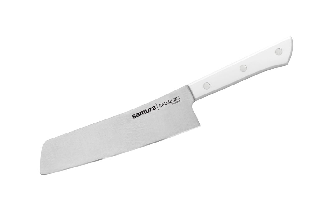 Кухонный нож накири Samura Harakiri 174 мм, сталь AUS-8, рукоять пластик, белый от компании Admi - фото 1