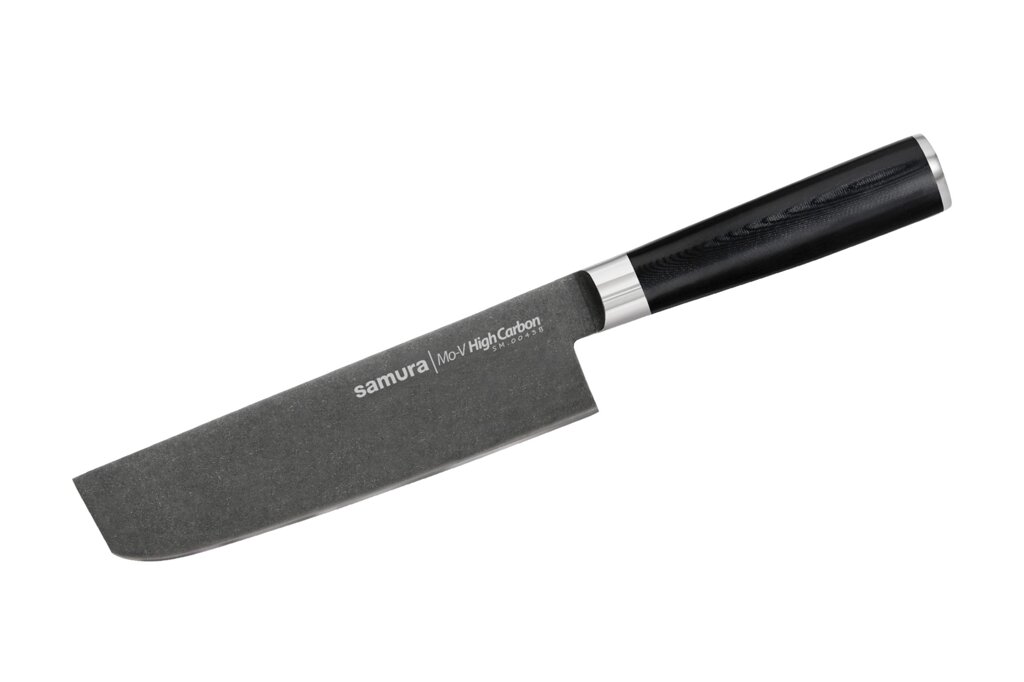 Кухонный нож накири Samura Mo-V Stonewash 167 мм, сталь AUS-8, рукоять G10 от компании Admi - фото 1