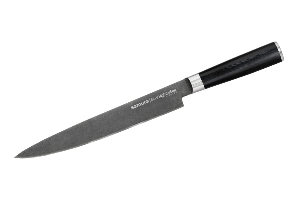 Кухонный нож Samura Mo-V Stonewash 230 мм, сталь AUS-8, рукоять G10 от компании Admi - фото 1