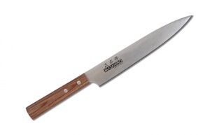 Кухонный нож слайсер для тонкой нарезки, Masahiro, сталь AUS-8, древесина, коричневый